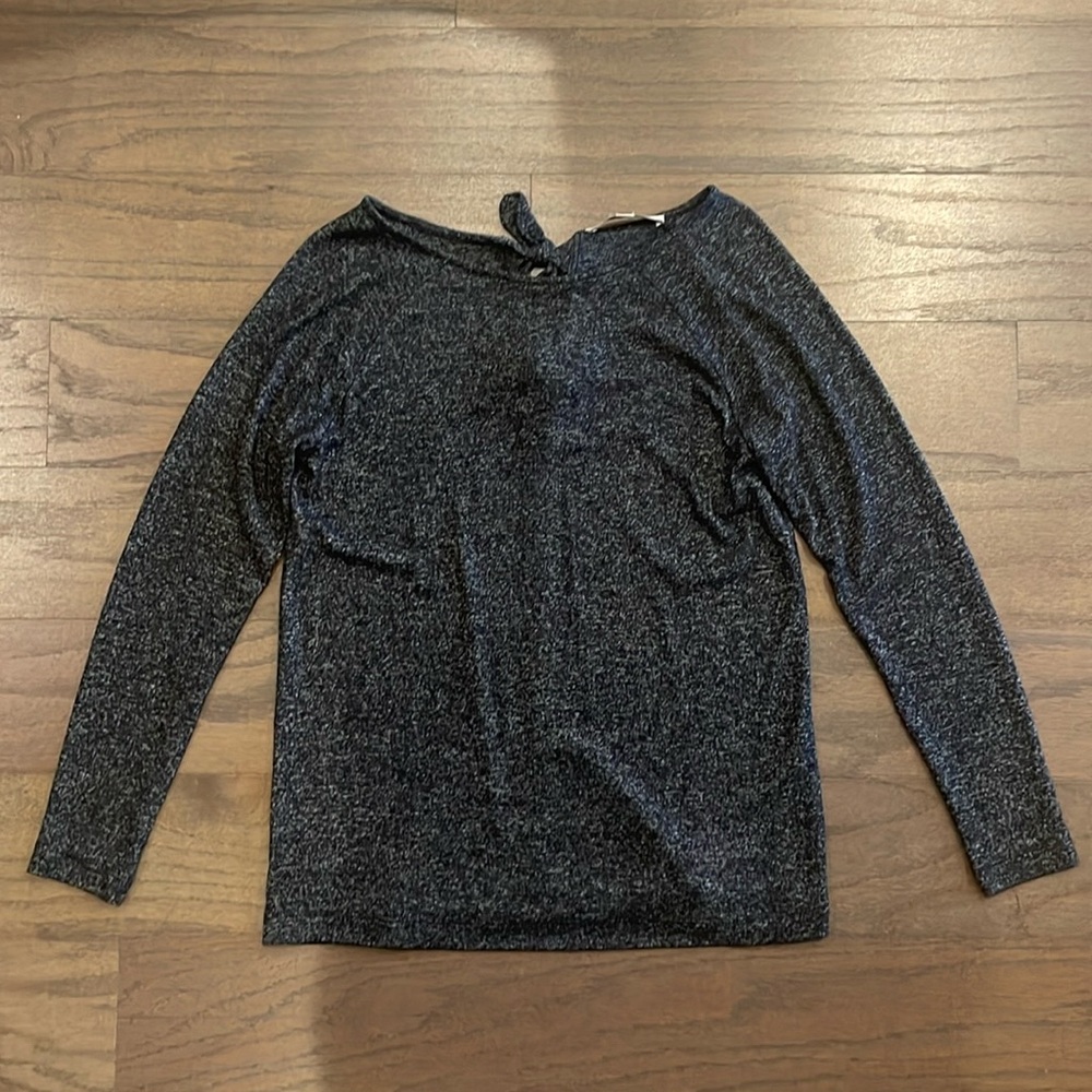 LOFT Petite Black/Grey Brushed Long Sleeve - Size XSP